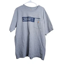 Carhartt Shirt Mens Gray Short Sleeve Pocket Utility Workwear Relaxed Fit Tee XL