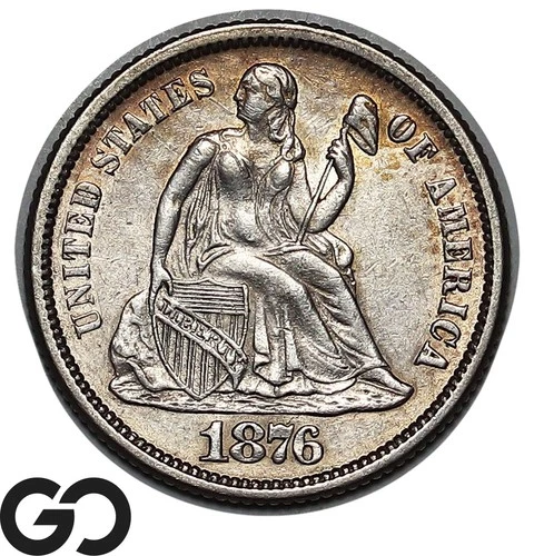 1876 Seated Liberty Dime, Choice Uncirculated++