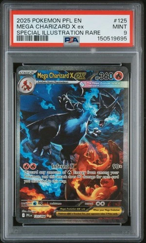 2025 POKEMON PFL SPECIAL ILLUSTRATION RARE #125 MEGA CHARIZARD X EX PSA 9