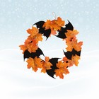 1pc Bat Wreath Pendant Ornaments Maple Leaf Decor Halloween Floral Leaves Wreath