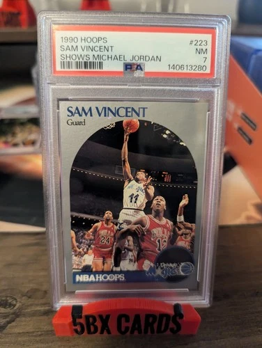 1990 NBA Hoops Sam Vincent Shows Michael Jordan In Jersey 12 #223 PSA 7