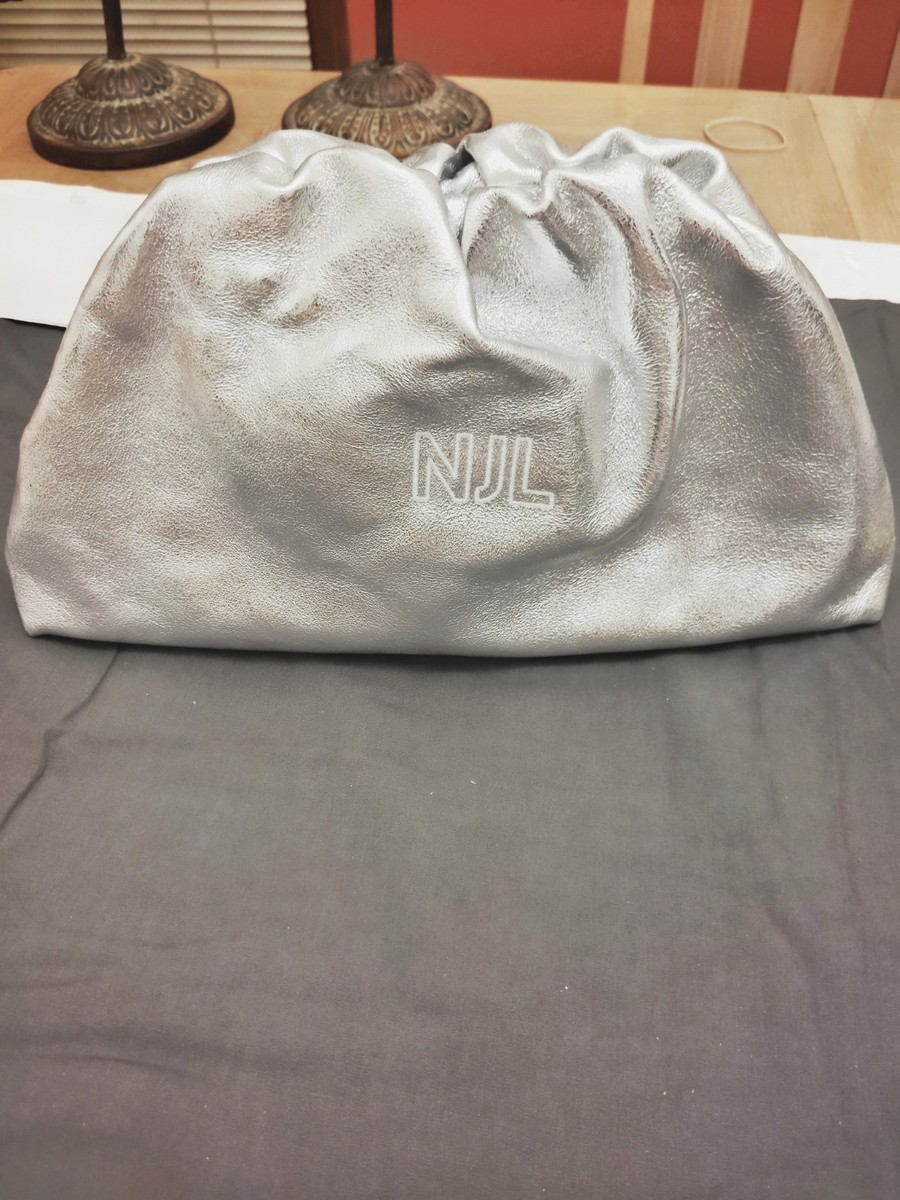 Mark and Graham - Silver Metallic NJL Monogram Pouch Clutch (Z-171)