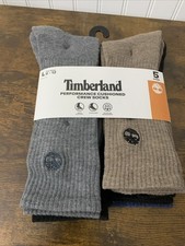 Timberland Men s 5-Pair Performance Cushioned Quarter Socks Black/Gray/Blue/ L