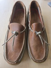 Sperry Men's Top Siders Loafers Brown Size 13M Two Eye W Cord Lock Barrel Laces