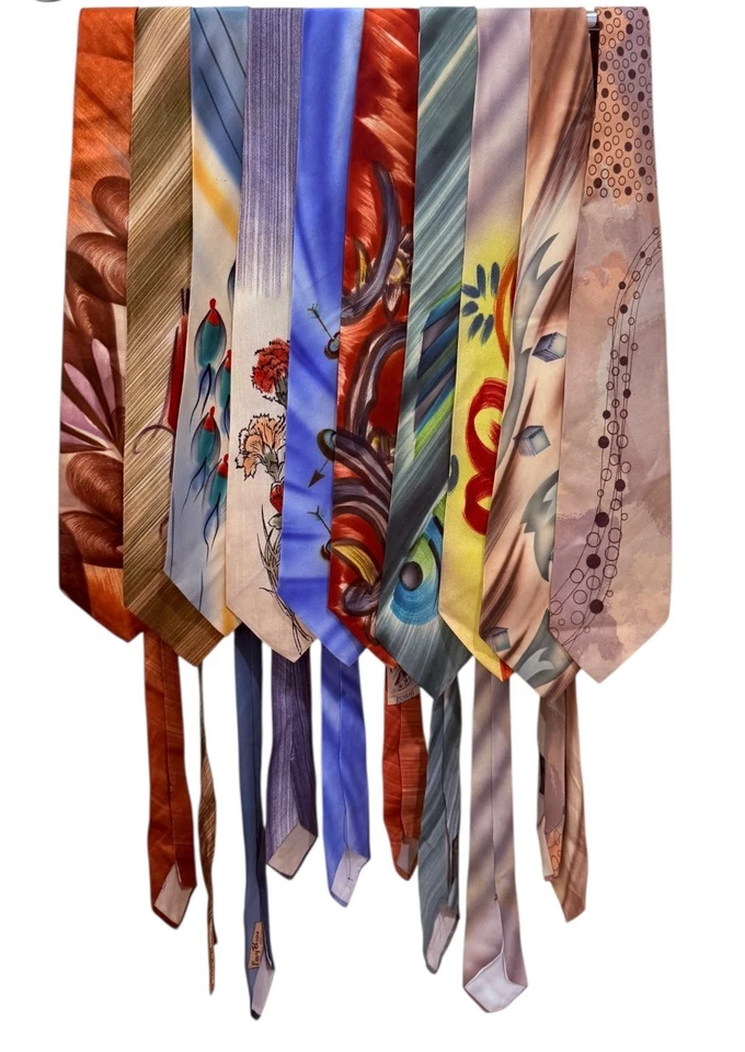Lote de 10 corbatas vintage para hombre de la década de 1940 | Corbatas novedosas Swing Era Silk Rayon MCM Foto 2 de 4
