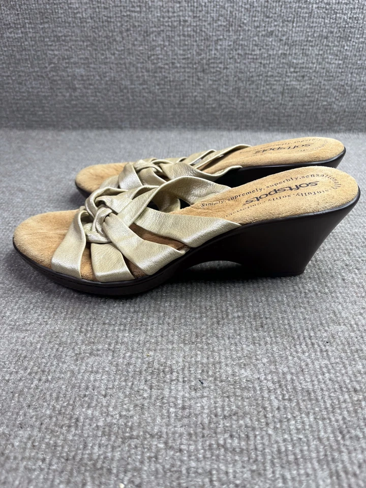 Softspots Sandals 8W Womens Brown Slip On Wedge Heel Casual Comfort - image 4 of 4