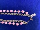 PRETTY VINTAGE “STS”MOTTLED PINK HOWLITE STONE & ALLOY CHAIN 28” NECKLACE — photo 5