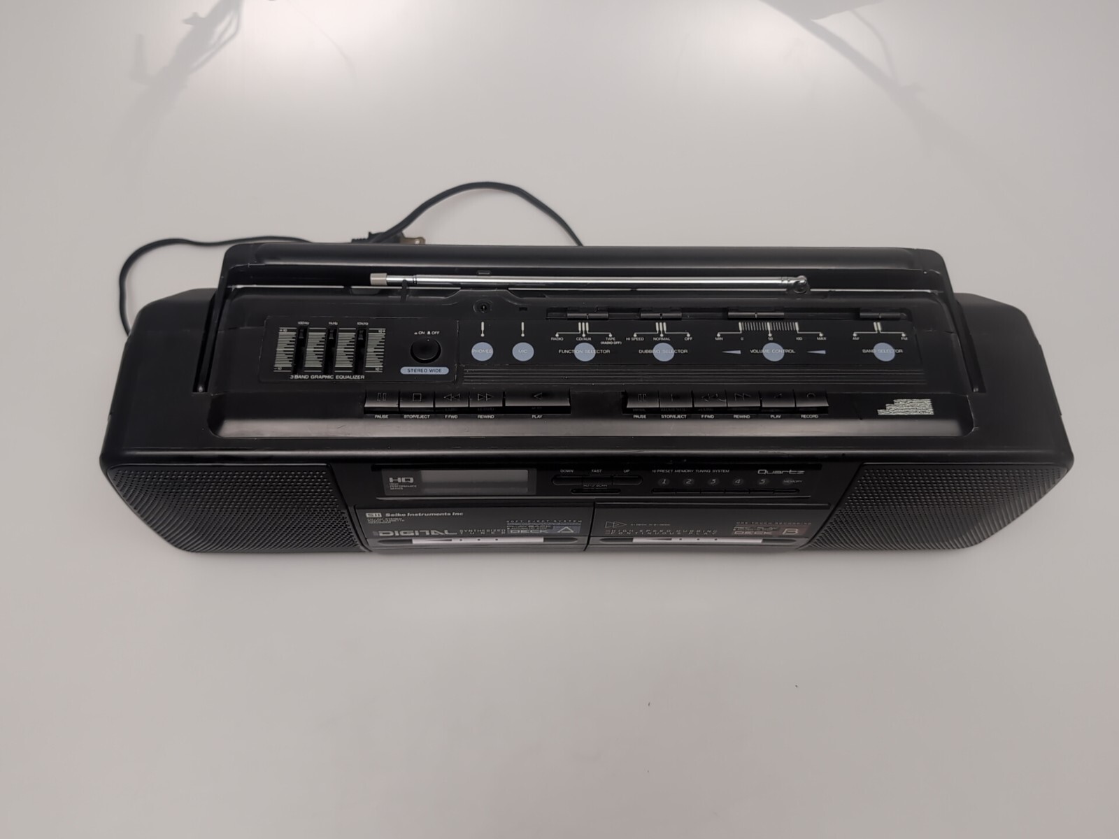 Seiko Instruments Inc WKC-23LL Dual Cassette Radio Boombox Digital Tuner 
