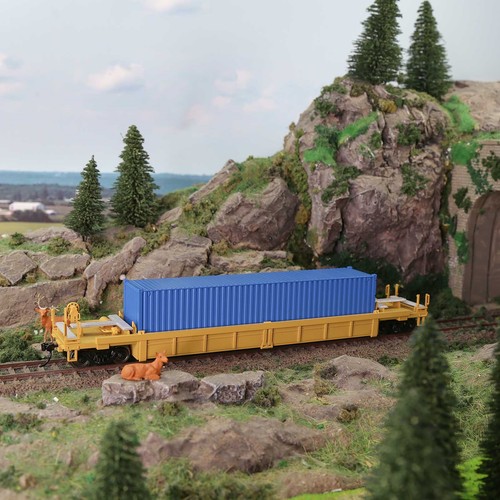 3Stk. Bockwagen Konkaver Flacher Wagen Spur H0 1:87 Mit Container Modellbau - Bild 7 von 8