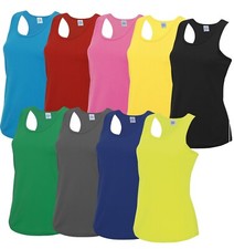 2 Pack Ladies Cool Wicking Breathable Gym Running Training Vest Shirt Top AWDis