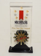 VTG MICHELOB BEER 5 Star Bar Award LUCITE Table Top Sign / Clock Man Cave
