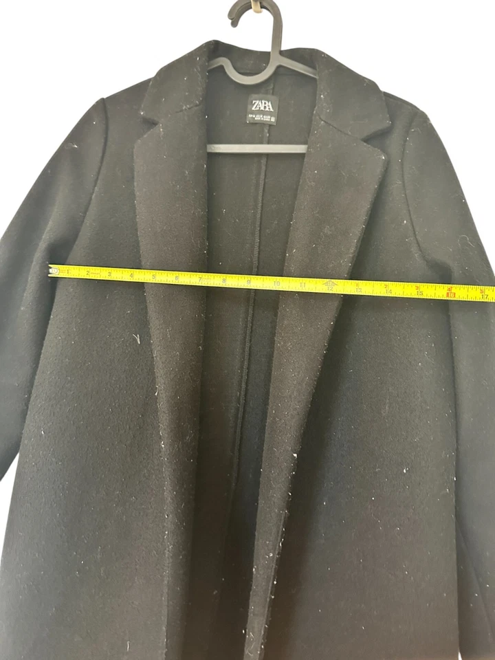 Zara Size M Black Felt Lapel Open Coat Jacket - Image 4 of 4
