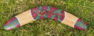 Snake Bumerang ABORIGINAL STYLE PAINTED BOOMERANG - SNAKE RED | eBay UK
