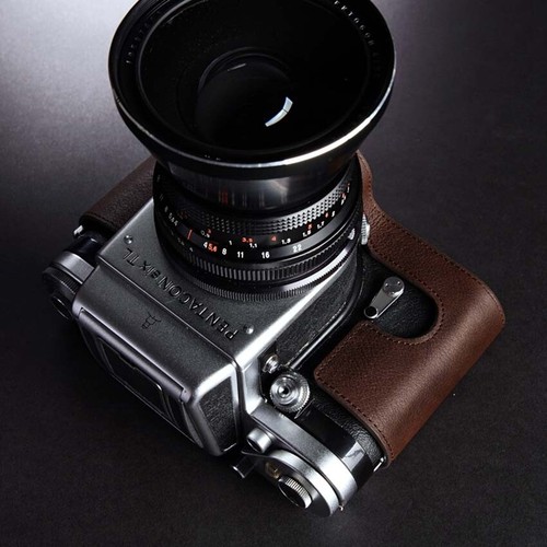 Funda protectora vintage de cuero genuino con media cámara para pentacon seis TL - Imagen 8 de 16