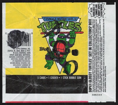 1989 Topps TMNT Teenage Mutant Ninja Turtles Opened Wax Pack Wrapper AA807