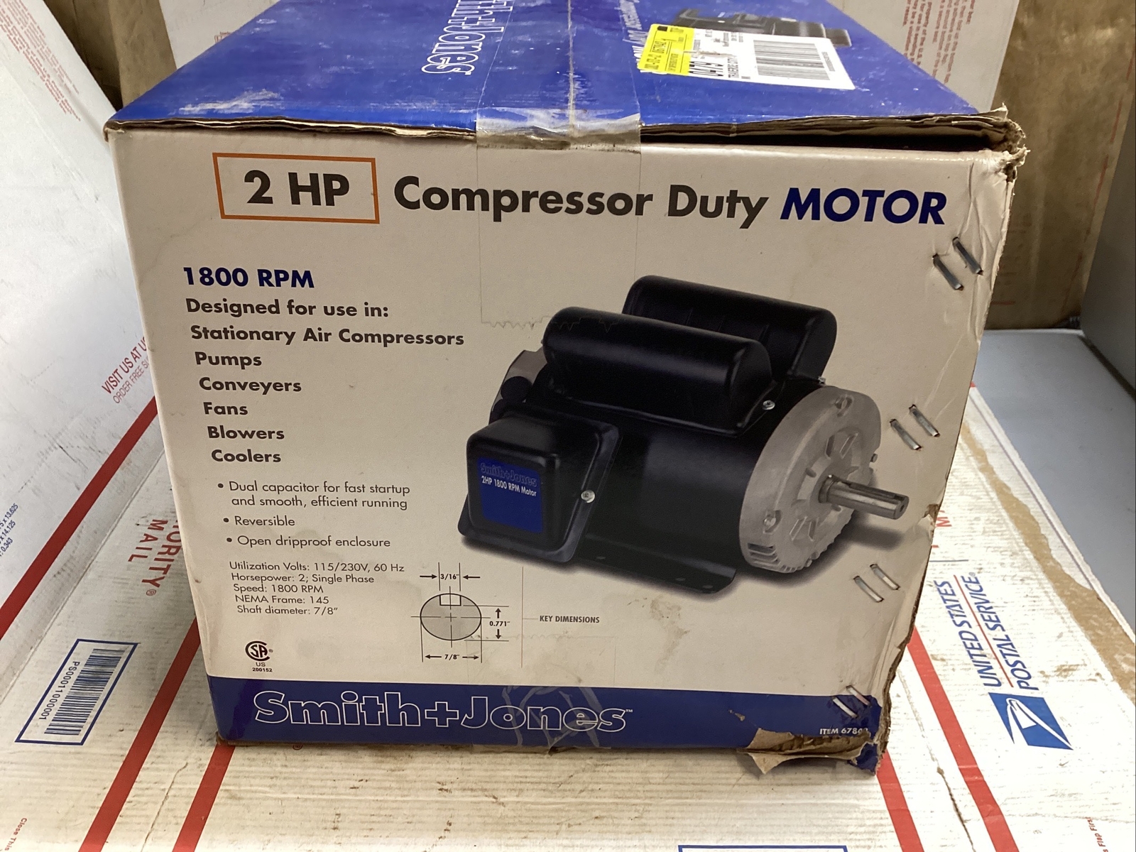 Smith + Jones 2 HP Air Compressor Duty Motor 67842 115/230V 1800 RPM ED4U 3276 eBay
