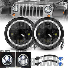 Pair 7 Round Projector Led Headlights Drl For Jeep Wrangler Cj Tj Jk For Chevy