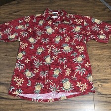 Vintage Pierre Cardin Hawaiian Shirt Mens M Pineapple Palm Trees