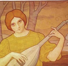 Paul Berthon "La Lyre" & "Mandore" Vintage art book page