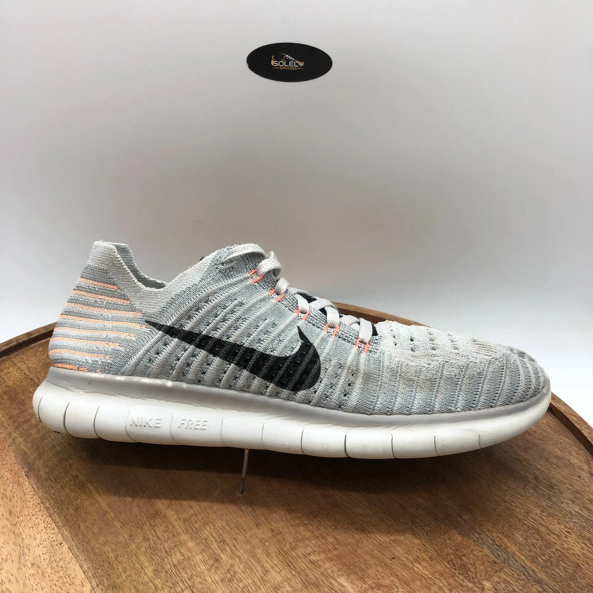 Nike Free RN Flyknit 831070 005 Wolf Gray Bright Mango Running