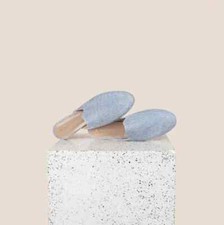 A. SOLIANI ALBA DENIM SUEDE SLIP ON MULES FLA...