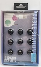9 Pack of Cable Station Desk Cable Holders - QUB Works, Black