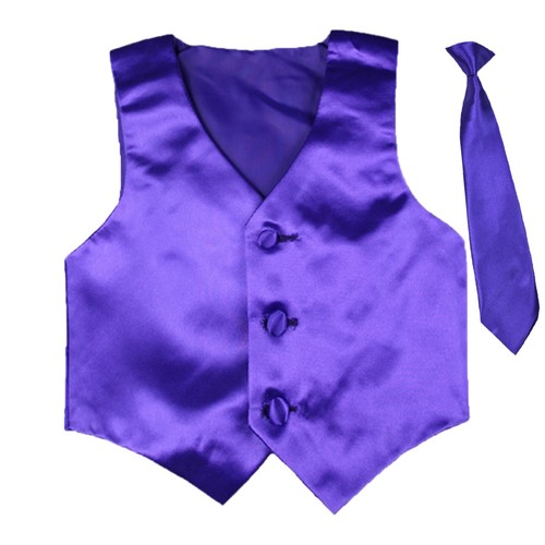 Formal Wedding Color Satin Necktie & Vest set Only Boy Baby Toddler Teen 8-20 - Picture 19 of 25