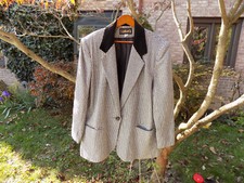 Classic Vtg Casablanca Suit Jacket Houndstooth Sz 14 Black  White Velvet Collar