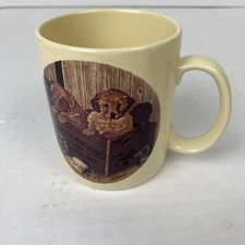 Vintage Anheuser Busch Coffee Cup Mug Puppies Dogs in Beer Crate Ceramic Korea