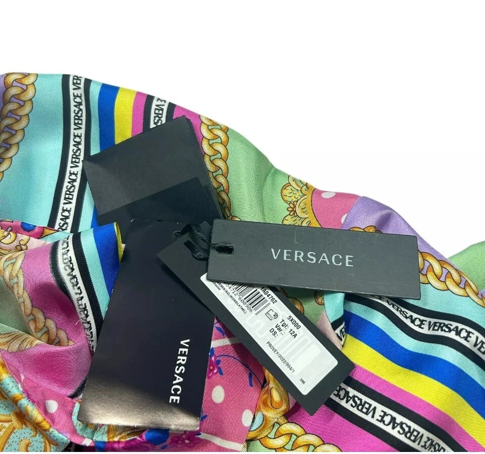 Abito camicia VERSACE donna ragazza stampa seta taglia:12 anni donna XS NUOVO PREZZO DI LISTINO:490