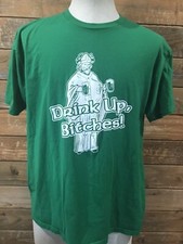 Funny DRINK UP BITCHES MEN'S Green T-SHIRT XL St Patrick
