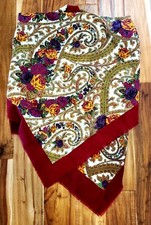 CHALLIS BY BERKSHIRE Vintage Burgundy Flora Square Fringed Scarf 48x48 So Pretty