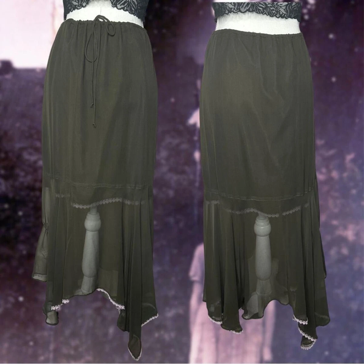 Green maxi skirt 90s cheap