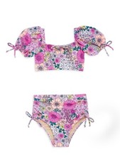 Shade Critters L109006 Girls Floral High-Waist Cinched Bikini Swim Set Size 8