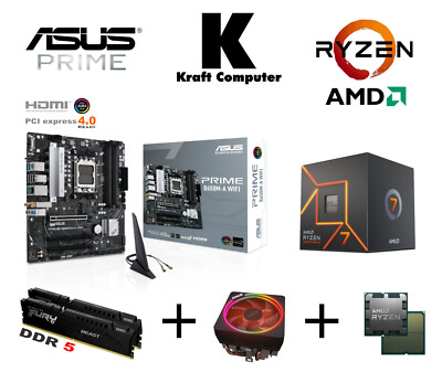 PC Bundle AufrüstKit Ryzen 7 7700 (8x5,3GHz) + ASUS PRIME B650M-A + 32GB 6000MHz