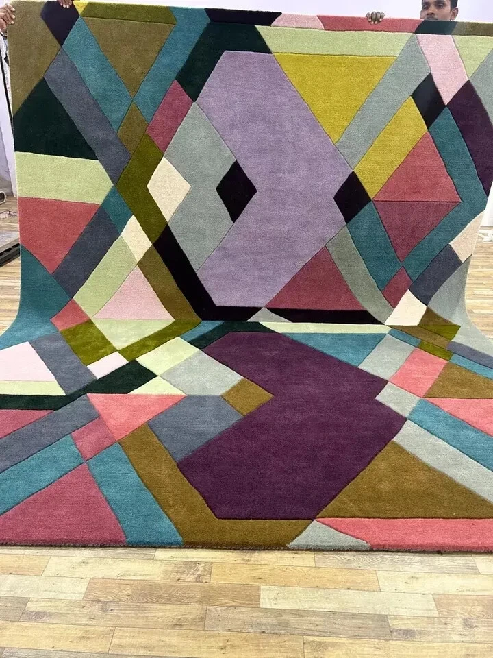 8x10 Rug Multi Color Hand-Tufted Nz Wool Soft Beautiful soft Quality office Rug - Image 2 of 4