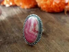 Natural Rhodochrosite Ring 925 Sterling Silver Statement Ring Handmade Ring Gift