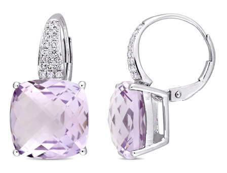 Amour 14K White Gold 12 CT TGW Rose de France & 1/5 CT TW Diamond Hoop ...