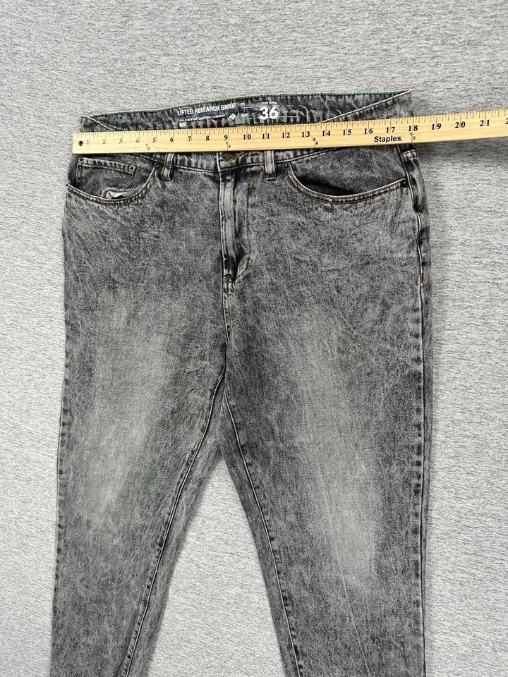 Pantalones de mezclilla LRG Lifted Research Group para hombre 36x30 gris negro True Taper Y2K Foto 3 de 4