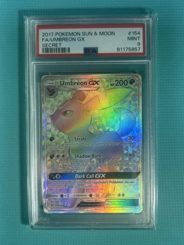 2017 POKEMON SUN & MOON FA/UMBREON GX SECRET #154 PSA 9