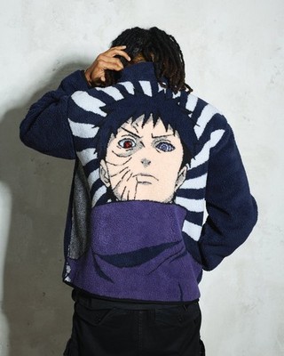 Naruto Shippuden Obito Hypland Sherpa Zip Up Jacket Like New Small