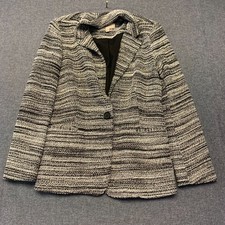 Philosophy Women's Blazer Size S Black White Textured Knit One Button Line MB