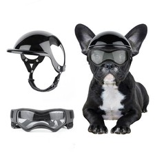 BillionChains Dog Helmet and Goggles for Small Small, Small-(Black+Black)
