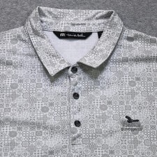 Travis Mathew Polo Shirt Mens Extra Large Grey Golf Performance Lightweight Logo