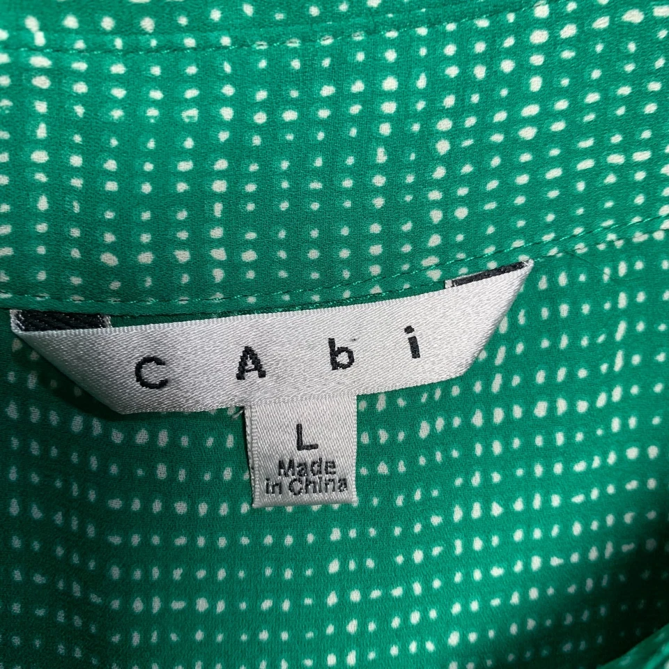 Vestido CABI Mujer Grande Hasta la Rodilla Midi Manga Larga Verde Blanco Foto 3 de 4