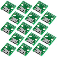 15 PCS Micro USB to DIP Adapter 5 Pin Female Connector B Type 2.54mm Pitch