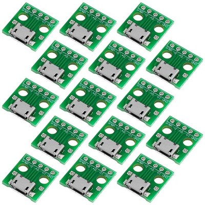 15 PCS Micro USB to DIP Adapter 5 Pin Female Connector B Type 2.54mm Pitch