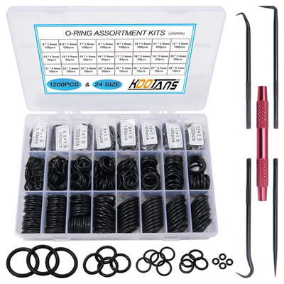 1200Pcs Nitrile Rubber O Ring Kit 24 Sizes O Rings Assortment Kit Set Sealing Wa