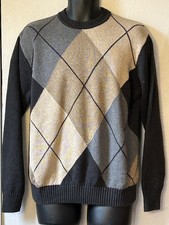 Dockers Men  s Argyle Cotton Crew Neck Sweater M Tan Gray Preppy Classic Academic