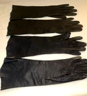 (2 Pairs) Vintage Women Elbow Length Black LEATHER GLOVES (France)